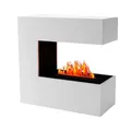 Produktbild: KAMINLICHT Wasserdampf Kamin Room Divider (Standkamin) - Elektrokamin mit realistischen LED 3D-Flammen, Knistereffekt & Fernbedienung, 80x80x37 cm - Opti-Myst 400 Elektro Kamin, Weiß