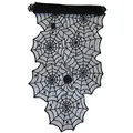 Produktbild: Oblique Unique® Tischläufer Spinnennetze und Spinnen mit Spitze Tischband Tisch Läufer Tischdeko für Halloween Deko Dekoration Schwarz 45cm breit 1,8m lang