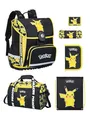 Produktbild: Familando - Schulranzen Set 6-teilig mit Sporttasche - Pokémon mit Pikachu Motiv - Ergonomisch, stabil & mit gepolstertem Rücken - 990g leicht, 16L Volumen - Mit Reflektoren - ab 1. Klasse