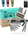 Produktbild: AARON Tool 20 in 1 Multitool - Fahrrad Multifunktionswerkzeug aus rostfreiem Stahl/Aluminium - faltbares Mini Fahrradwerkzeug mit vielen Funktionen - praktisches Bike Tool in Schwarz