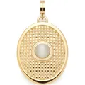 Produktbild: JEWELS BY LEONARDO Anhänger Clip & Mix Fidelia, Ketten-Anhänger aus goldfarbenem Edelstahl, Oberfläche mit Flechtstruktur und weißem Catseye, Schmuck Geschenk für Frauen, 024403