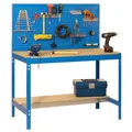 Produktbild: SimonRack Werkbank 400 kg Belastbarkeit, 144,5x91x61 cm, Große Arbeitsfläche Arbeitsfläche, Arbeitstisch, Holz-Arbeitsplatte, Blau/Holz - BT2