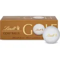 Produktbild: Lindt Golfbälle Milch 110g, 110 g, Dunkle Schokoloade, 3 Stück(e), Zucker, Kakaobutter, HASELNÜSSE 11%, Kakaomasse, VOLLMILCHPULVER, Palmfett, M...