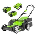 Produktbild: Greenworks 40V Kabelloser Akku Rasenmäher für Flächen bis zu 500 m², 41 cm Schnittbreite, 50-Liter-Sack PLUS zwei 40 V 2Ah-Akkus mit Ladegerät, 3 Jahre Garantie-G40LM41K2X