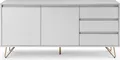 Produktbild: SalesFever Sideboard aus MDF | 2 Türen und 3 Schubladen | Beine Metall mit Messinglegierung | B 150 x T 40 x H 70 cm | weiß