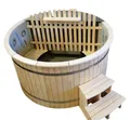 Produktbild: JVmoebel Whirlpool-Badewanne Brauner Holz-Outdoor-Spa mit Heiz- und Massagesystem, Made in Europe