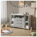 Produktbild: Vicco Wickelkommode Oskar, Grau, 143 x 100 cm XL mit Schubladen grau 143 cm x 100 cm x 70 cm