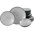 Produktbild: Creatable Tafelservice Malmö, Schwarz, Grauweiß, Keramik, 18-teilig, Abstraktes, lebensmittelecht, stapelbar, Essen & Trinken, Geschirr, Geschirr-Sets, Tafelservice