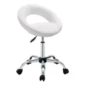 Produktbild: Duhome Drehstuhl mit Rollen, Rollhocker Kunstleder Drehhocker Schminktisch Hocker mit Lehne Arbeitshocker Bürohocker Höhenverstellbar, Weiß