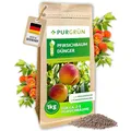 Produktbild: Purgrün® Bio-Pfirsichbaum-Dünger 1 kg – Organisch-mineralische Rezeptur – Feinkörniges Krümelgranulat – NPK 6+3+8 – Mit Magnesium für süße Pfirsiche – Verbessert die Bodenqualität – Chloridarm