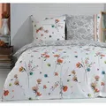 Produktbild: Buymax® Bettwäsche Bettbezug 155x220 cm, Kopfkissenbezug 80x80 cm 2 teilig Deckenbezug Set aus 100% Baumwolle Renforce mit Reissverschluss - Weiß/Grau/Orange