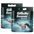Produktbild: 20 Gillette Sensor Excel Rasierklingen 2 x 10 Stück Klingen 2 Klingen System Set