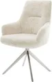 Produktbild: DELIFE Esszimmerstuhl Zelia-Flex mit Armlehnen Kreuzgestell breit Edelstahl Plüsch Creme-Weiß 360° drehbar Wippfunktion Taschenfederkern