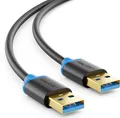 Produktbild: deleyCON 1,5m USB 3.0 Super Speed Kabel - USB A-Stecker zu USB A-Stecker - Übertragungsraten bis zu 5Gbit/s - Schwarz/Blau