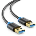 Produktbild: deleyCON 1,5m USB 3.0 Super Speed Kabel - A-Stecker zu A-Stecker - Übertragungsraten bis zu 5 Gbit/s - Schwarz/Blau