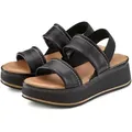 Produktbild: LASCANA Sommerschuh, Sandale, Sandalette, offener Schuh, Plateausandale, Plateausandaletten Sandalette aus Leder mit modisch bequemer Plateausohle schwarz 37