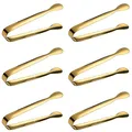 Produktbild: 6 Stück Zuckerzange Zangen, Edelstahl Küche Zange Eiswürfelzange Eiswürfel Eiszange Süßigkeiten Salat Küchenzange für Kaffee Tee Catering Party Hochzeit Büfett Grill(Gold)