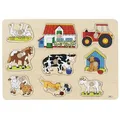 Produktbild: Goki Motorikspielzeug 57908, Bauernhof I, Steckpuzzle aus Holz, ab 1 Jahr