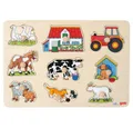 Produktbild: goki Steckpuzzle Bauernhof I, 9 Puzzleteile, aus Holz, mit Holzknöpfen