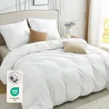 Produktbild: BEDELITE Bettwäsche 220x240 Baumwolle 3teilig - Bettwäsche-Sets Weiß mit Reißverschluss, Bettbezug 240x220 Weiss mit 2 Kissenbezüge 80x80 cm, Oeko-TEX Bedding weiche und kuschelige Bettwaren