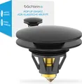 Produktbild: Bächlein universeller Pop Up Waschbeckenstöpsel - Stöpsel Waschbecken matt schwarz Abflusssieb Waschtisch Abfluss 40mm Ablauf Ventil Stopfen Ersatzstöpsel Haarsieb