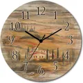Produktbild: ARTland Holz Wanduhr Quarzuhr - schwarzer Zeiger Toskanisches Tal Größe: 30x30 cm
