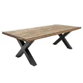 Produktbild: invicta INTERIOR Massiver Esstisch Barracuda antik Teak 220cm inkl. Glasplatte mit schwarzem X-Gestell aus Edelstahl Tisch Konferenztisch