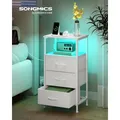 Produktbild: SONGMICS BELLAH Kollektion - Nachttisch mit Ladestation, Beistelltisch mit App-gesteuerter, einstellbarer LED-Beleuchtung, 1 offenes Fach