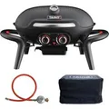 Produktbild: Taino Kenai Set Gasgrill Abdeckhaube Gasdruckminderer Klein Tischgrill Outdoorküche Aluguss Schwarz