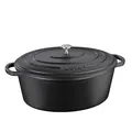 Produktbild: KELA Bräter Cocotte CALIDO Gusseisen emailliert 33 cm oval 6 Liter schwarz INDUK