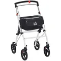 Produktbild: HOMCOM Gehbock 4 Räder faltbar leicht, Aluminium Rollator - leichter Gehrahmen, Aufbewahrungstasche, Tablett, Doppelbremse, verstellbare Griffhöhe, Gehbock für ältere Menschen, weiß