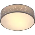 Produktbild: Deckenlampe Sternenhimmel Stoff Rund E27 Deckenleuchte Stoffdeckenleuchte Stoffdeckenlampe Schlafzimmer Wohnzimmer 38cm Grau - Monzana