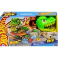 Produktbild: Hot Wheels City T-Rex-Feuerschlacht Spielset und Die-Cast-Spielzeugauto im Maßst