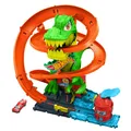 Produktbild: Hot Wheels T-Rex Battle Playset Mit 1 Mini Auto Orange Track Set JBM73