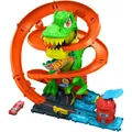 Produktbild: Hot Wheels City T-Rex-Feuerschlacht Spielset und Die-Cast-Spielzeugauto im Maßst