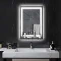 Produktbild: kleankin Badspiegel mit Beleuchtung, Wandspiegel mit 3 Lichtfarben, IP44 Lichtspiegel mit Touch-Schalter, Memory-Funktion, Badezimmerspiegel aus Alu, 50 x 70 cm
