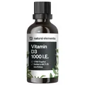 Produktbild: natural elements Vitamin D3 Tropfen – 1000 I.E./Tagesdosis – Langzeitvorrat – in MCT-Kokosöl gelöst