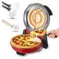 Produktbild: VEVOR Pizzaofen elektrischer Pizzamaker 1200 W Pizzakocher mit Cordieritstein, 5-stufige Temperaturregelung, Sichtfenster für präzises Kochen, erhitzt bis zu 420 °C, Backofen für Zuhause (rot)
