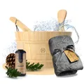 Produktbild: Liebenstein Sauna - Wohlfühl-Set (Saunaeimer, Saunahandtuch (anthrazit), Aufguss