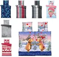 Produktbild: one-home Winter Bettwäsche Thermo Fleece Kuschelig Warme Bettbezüge Flauschig Warm Weich, Größe:4 teilig 135x200 cm, Farbe:Elch Partner Blau