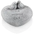 Produktbild: com-four® Grabdekoration Herz, herzförmiger Gedenkstein mit Vögeln | wetterfester Grabschmuck - Trauerstein mit Gedenkspruch