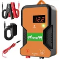 Produktbild: Weidezaungerät 12V mit LED Anzeige, Elektrischer Schäferhund 2J Output für 15 km Reichweite, Wasserdicht Elektrozaungerät für Schutz von Nutztieren, Haustieren, Geflügel, Hausweide, Gärten (Orange)
