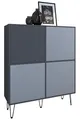 Produktbild: Vladon Highboard Havana V2, Kommode mit 4 Türen und 8 geschlossenen Fächern, Kommode Made in Germany, Anthrazit matt/Denim matt (104 x 124 x 35 cm)