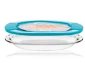 Produktbild: Bormioli Rocco Ovaler Glas-Teller Transparent 27x20cm Blau Deckel
