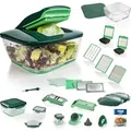 Produktbild: Genius Nicer Dicer Chef Deluxe (34 Teile) inkl. Glasschüssel-Set Gemüse-& Obst Schneider Allesschneider in smaragdgrün; A27062 - Grün