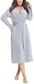 Produktbild: Aquarti Damen Velours Bademantel Nicki Morgenmantel mit Schalkragen zum Binden, Farbe: Grau Meliert, Größe: XL