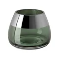 Produktbild: Fink Teelichthalter Ø 11 cm grünes Glas Windlicht Kerzenhalter mit Silberrand