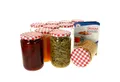 Produktbild: MamboCat Einmachglas 12er Set Rundglas 720 ml To 82 rot karierter Deckel incl. Rezeptheft, Glas