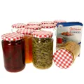 Produktbild: 12x Einmachgläser 720 ml I Deckel Rot Weiß Kariert I TwistOff TO 82 + Rezeptheft