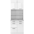 Produktbild: Vicco R-Line Küchenblock Weiß Hochglanz 80 cm AP Marmor ohne E-Geräte